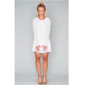 SMYM White Floral Lace Long Sleeve Mini Dress